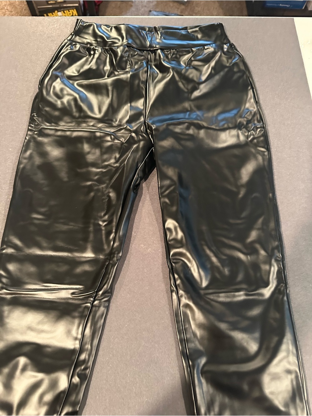Black Faux Leather High-Waist Pants